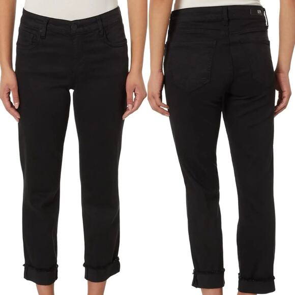 Kut from the Kloth Amy Crop Straight Leg Pants Black NWT Size 0 - Picture 1 of 6